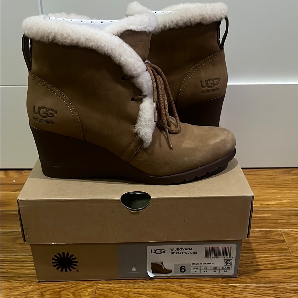 UGG Jeovana Women's chestnut Wedge Boots size 6